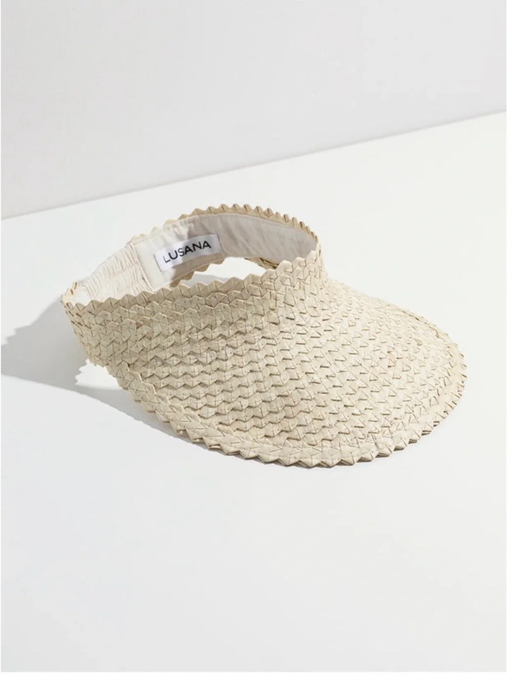 Lusana Beige Woven Straw Baha Visor